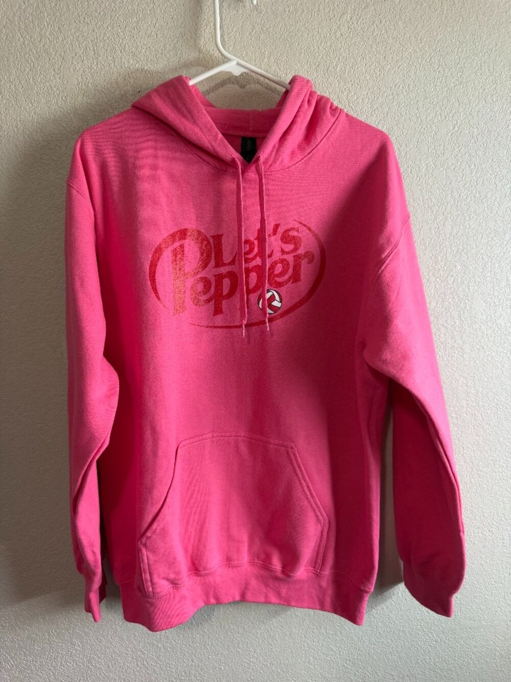 Gildan Women's Pink Let's Pepper Volleyball Graphic Hoodie Sweatshirt M